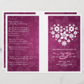 Wedding Program Flowery Heart Berry Pink (Voorkant / Achterkant)
