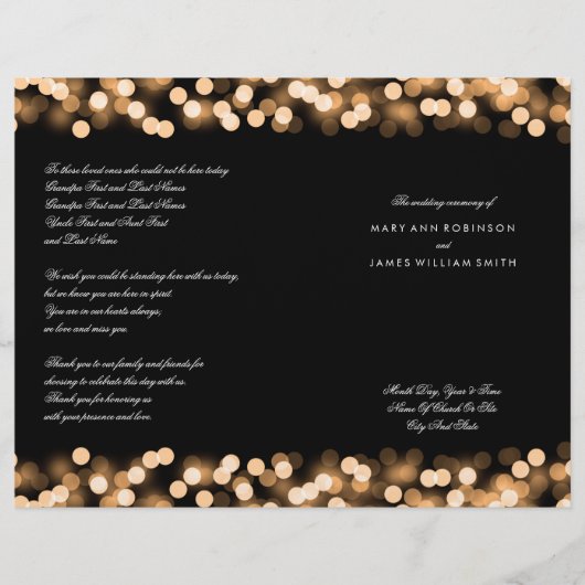 Wedding Program Gold Hollywood Glam (Voorkant)