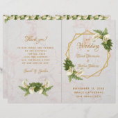 Wedding Program Gold White Marble Calla Lilies (Voorkant / Achterkant)