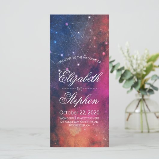 Wedding Program Gorge Star Nebula Constellation Programma (Staand voorkant)