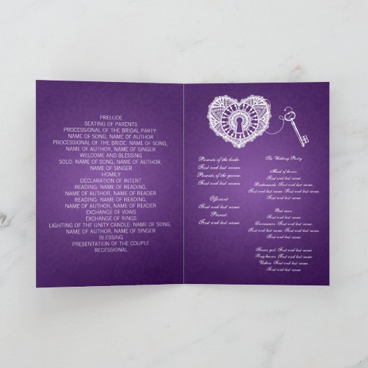 Wedding Program Key To My Heart Purple Programma (Binnen)