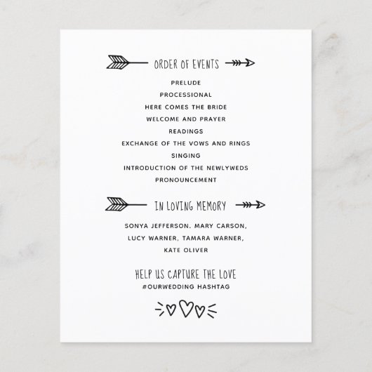 Wedding Program Order of Events (Achterkant)