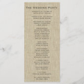 Wedding Program Rustic Linen Programma (Achterkant)