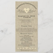 Wedding Program Rustic Linen Programma (Voorkant)