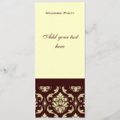 Wedding Programs Brown Cream Damask Programma (Achterkant)