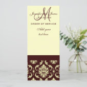 Wedding Programs Brown Cream Damask Programma (Staand voorkant)
