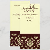 Wedding Programs Brown Cream Damask Programma (Voorkant / Achterkant)