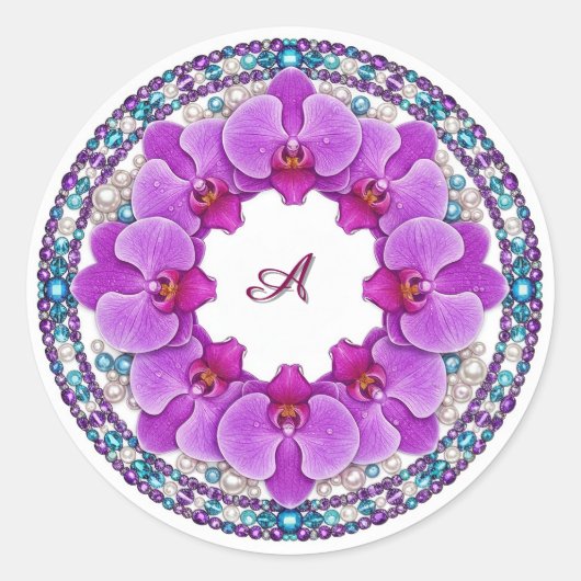 Wedding Purple Orchid Wreath Decor Ronde Sticker (Voorkant)