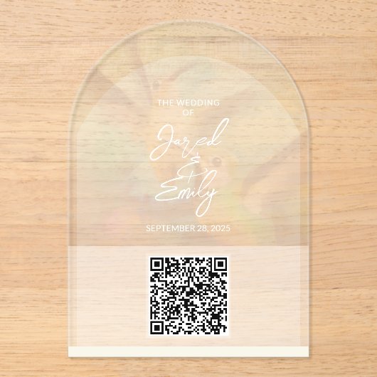 Wedding QR Code Acryl Uitnodiging Acryl Uitnodigingen (Voorkant)