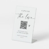 Wedding QR Code Elegant Photo Sharing Reclamebord Met Voetstuk (Voorkant)