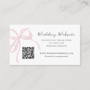 Wedding QR-code met fantasierijke roze strik Informatiekaartje