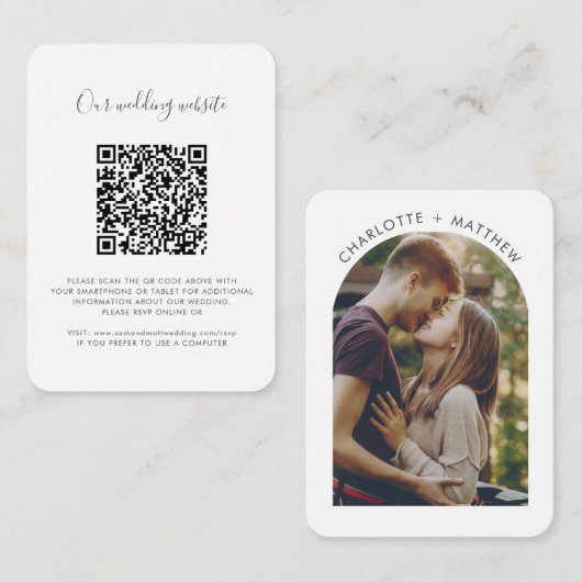 Wedding QR Code Photo and Website RSVP Informatiekaartje (Voorkant / Achterkant)