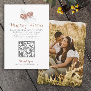 Wedding QR code website bruin dennenappel Informatiekaartje
