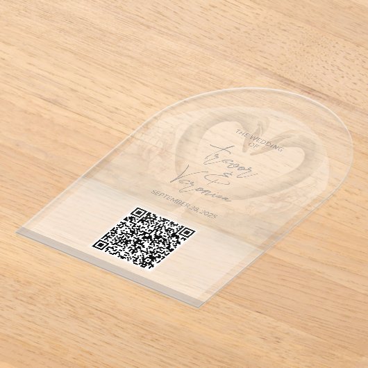 Wedding QR Code Zwaan Uitnodiging Acryl Uitnodigingen (Laagn)