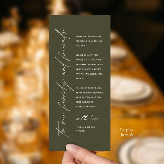 Wedding Reception Dinner Modern Thank You Card Programma
