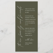 Wedding Reception Dinner Modern Thank You Card Programma (Voorkant)