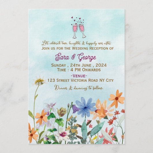Wedding Reception Invitations Kaart (Voorkant)
