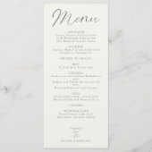 Wedding Reception Menu Elegant Script Sage Green (Devant)