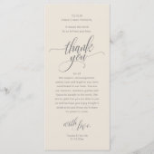 Wedding Reception Place Setting Thank You Card Programma (Voorkant)