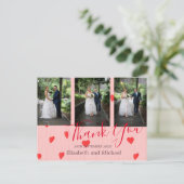 Wedding Red Heart Modern Wedding Bedankt Briefkaart (Staand voorkant)