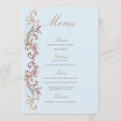 Wedding Regency Era Blauw Barok Crest Menu (Voorkant)