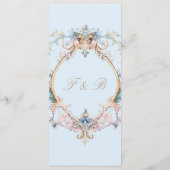Wedding Regency Era Monogram Blauw Menu (Achterkant)