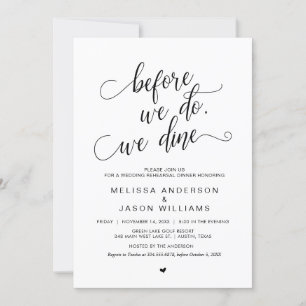 Wedding Rehearsal Dinner, Simple Classy Black, Kaart