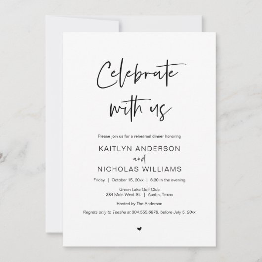 Wedding Rehearsal Dinner, vieren met ons Kaart (Voorkant)