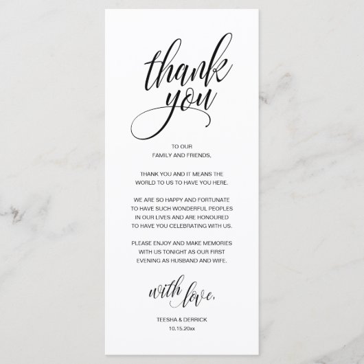 Wedding repetitie diner dank je kaart (Voorkant)