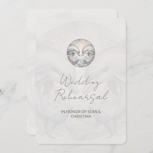 Wedding Repetitie Diner Uitnodiging Dolfijn Thema (Voorkant / Achterkant)