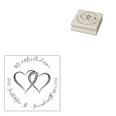 Wedding Return Adres Harten Namen Hout Rubberstempel (Gestempeld)