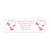 Wedding Return Adres Label Pink Hearts (Voorkant)
