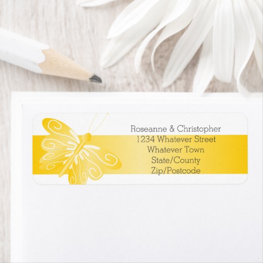 Wedding Return Adres Label Yellow Butterfly (Insitu)
