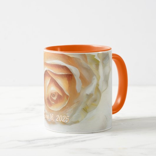 Wedding Rose Wedding Date Gift Mug Cup Mok (Voorkant rechts)