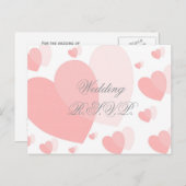 Wedding RSVP Briefkaart Roze Harten (Voorkant / Achterkant)