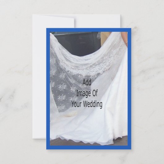 Wedding RSVP Card Blue Sapphire Bells Scrollwork  (Dos)