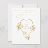 Wedding RSVP Card Gold Coloured Heart Butterfly (Dos)