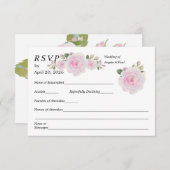 Wedding RSVP Card Soft Pink Roses  (Devant / Derrière)