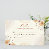 Wedding RSVP Card with Cream Floral Design (Staand voorkant)