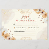Wedding RSVP Card with Cream Floral Design (Voorkant / Achterkant)