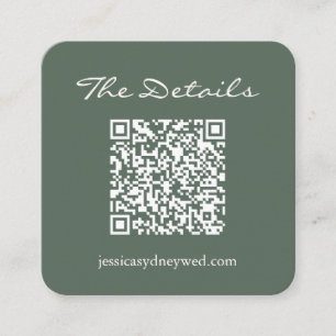 Wedding RSVP Details QR Code Dark Sage Square Informatiekaartje