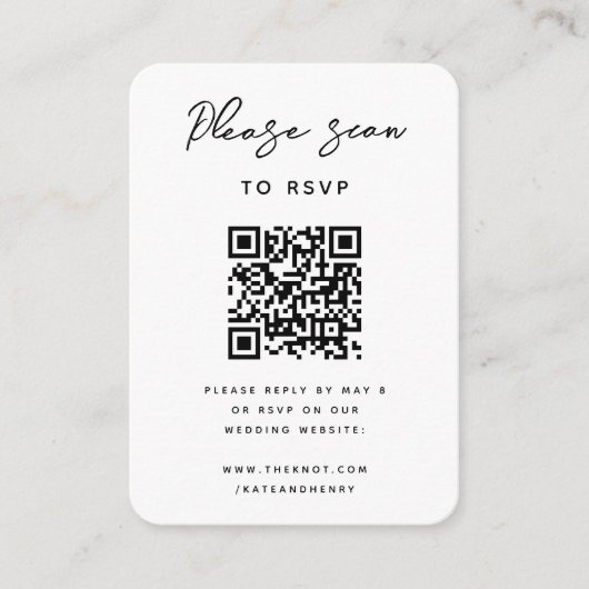 Wedding RSVP | Eenvoudig QR-code - Modern minimali Informatiekaartje (Voorkant)