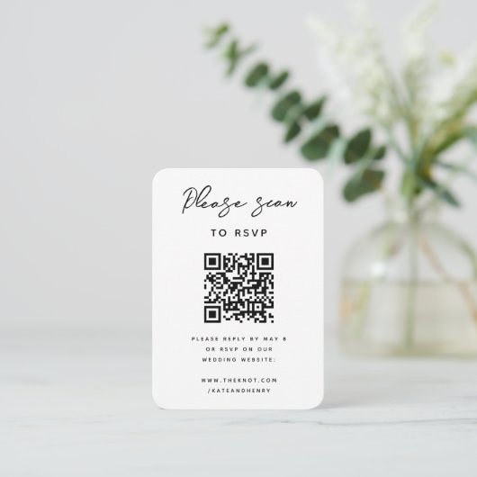 Wedding RSVP | Eenvoudig QR-code - Modern minimali Informatiekaartje (Staand voorkant)