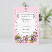 Wedding RSVP Kaart met Fantasie | Waterverf Bloeme (Staand voorkant)