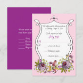 Wedding RSVP Kaart met Fantasie | Waterverf Bloeme (Voorkant / Achterkant)