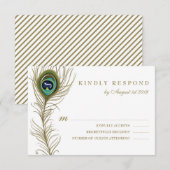 Wedding RSVP-kaart met speelse pauwenveer RSVP Kaartje (Voorkant / Achterkant)