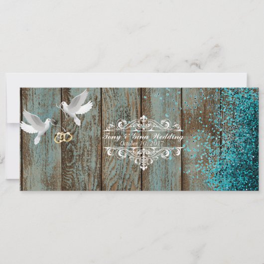 Wedding RSVP met glitters van hout met structuur & Kaart (Voorkant)