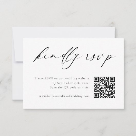 Wedding RSVP QR Code Minimal Modern Enclosure Kaar Bedankkaart (Voorkant)