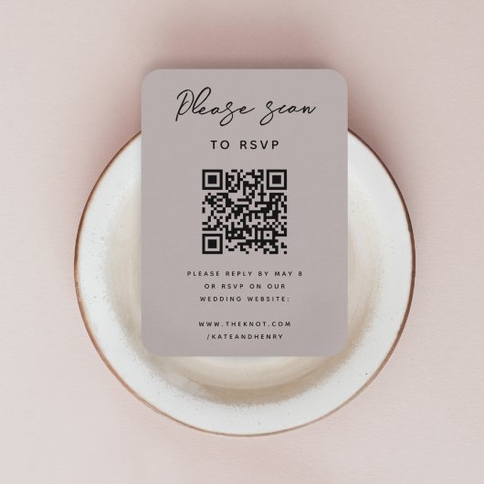 Wedding RSVP | QR-code Modern minimalistische duus Informatiekaartje