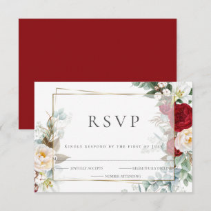 Wedding RSVP Scarlet en Ivory Peony Floral